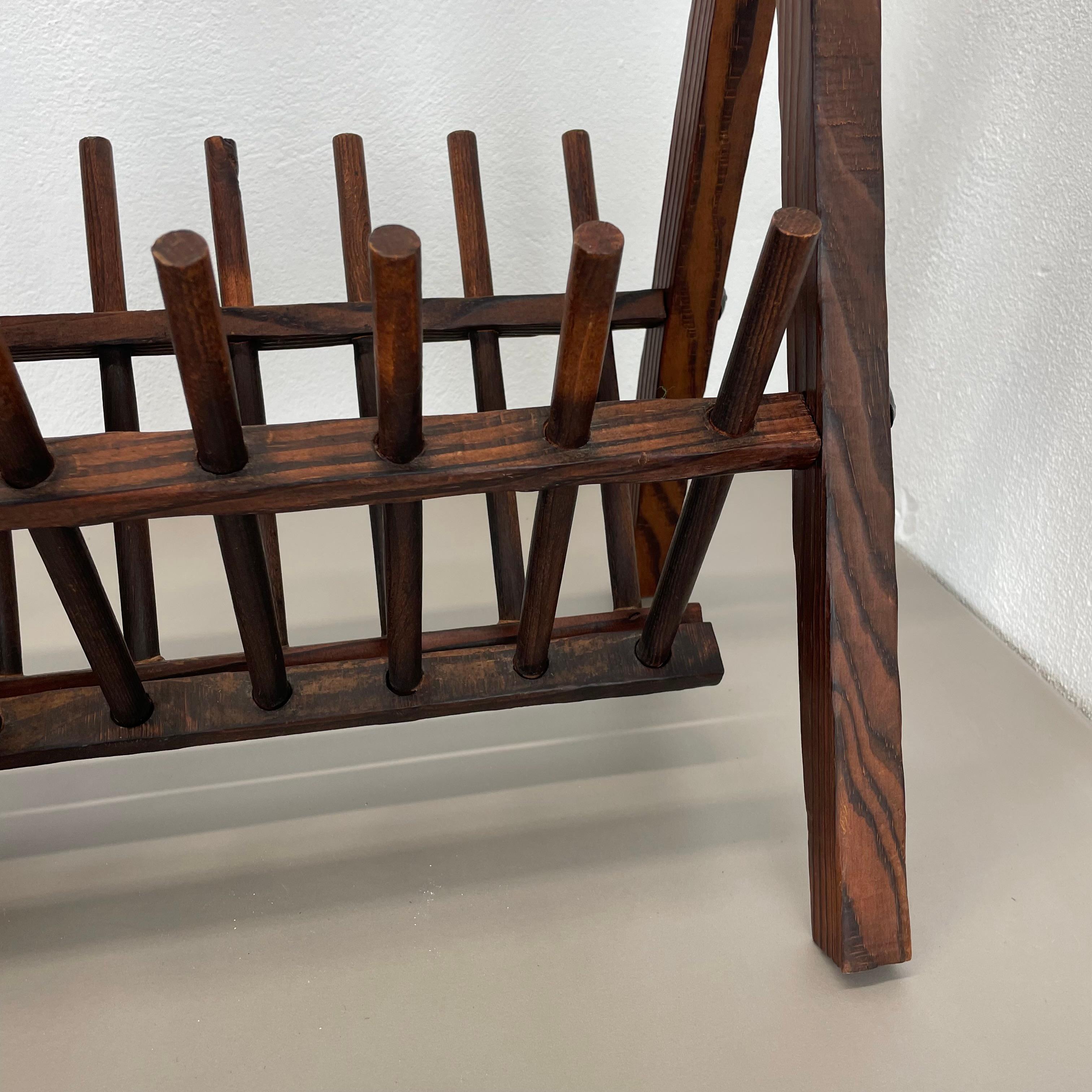unique brutalist TIKI STYLE cubic PINE WOOD Magazine Holder, Germany 1970s For Sale 9
