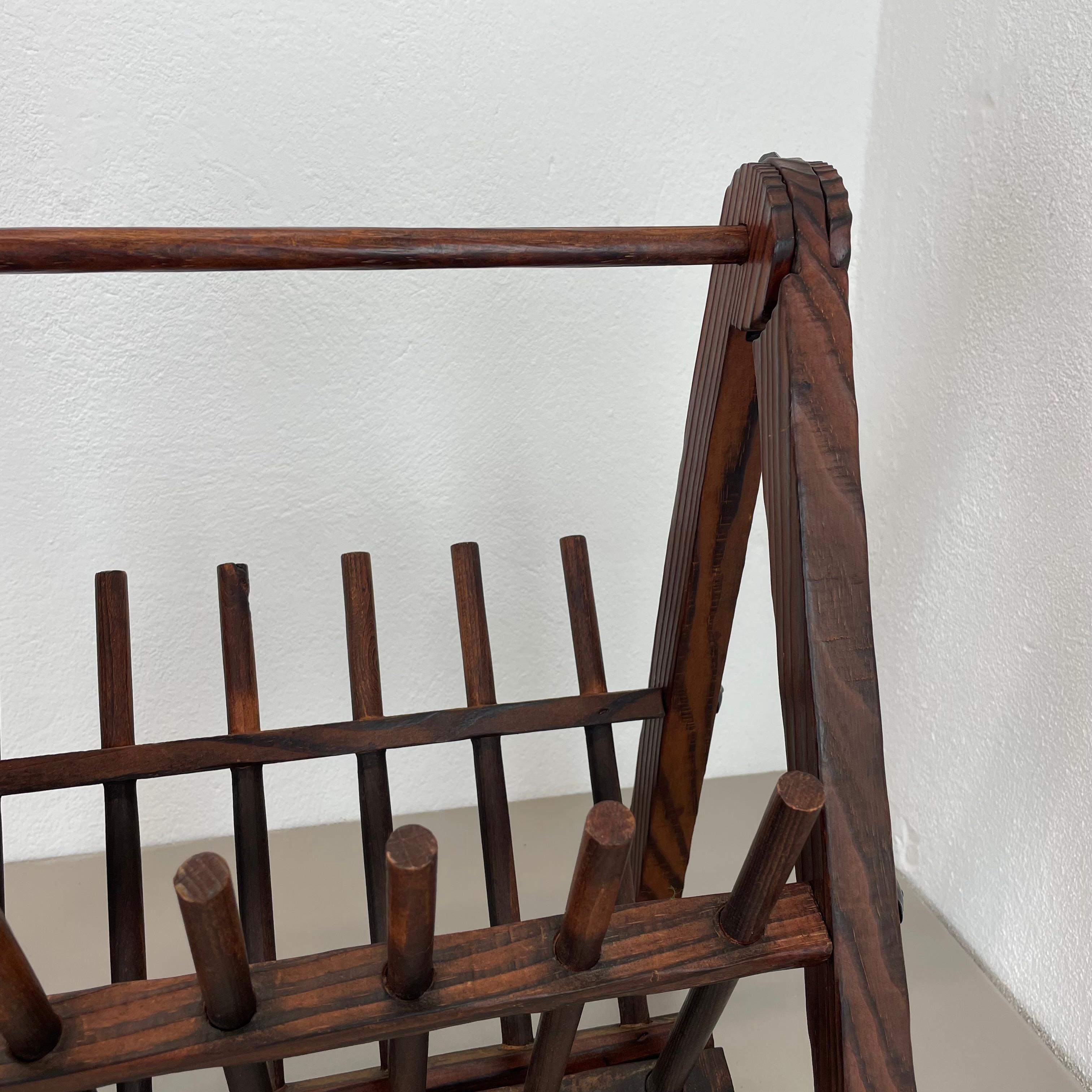 unique brutalist TIKI STYLE cubic PINE WOOD Magazine Holder, Germany 1970s For Sale 10