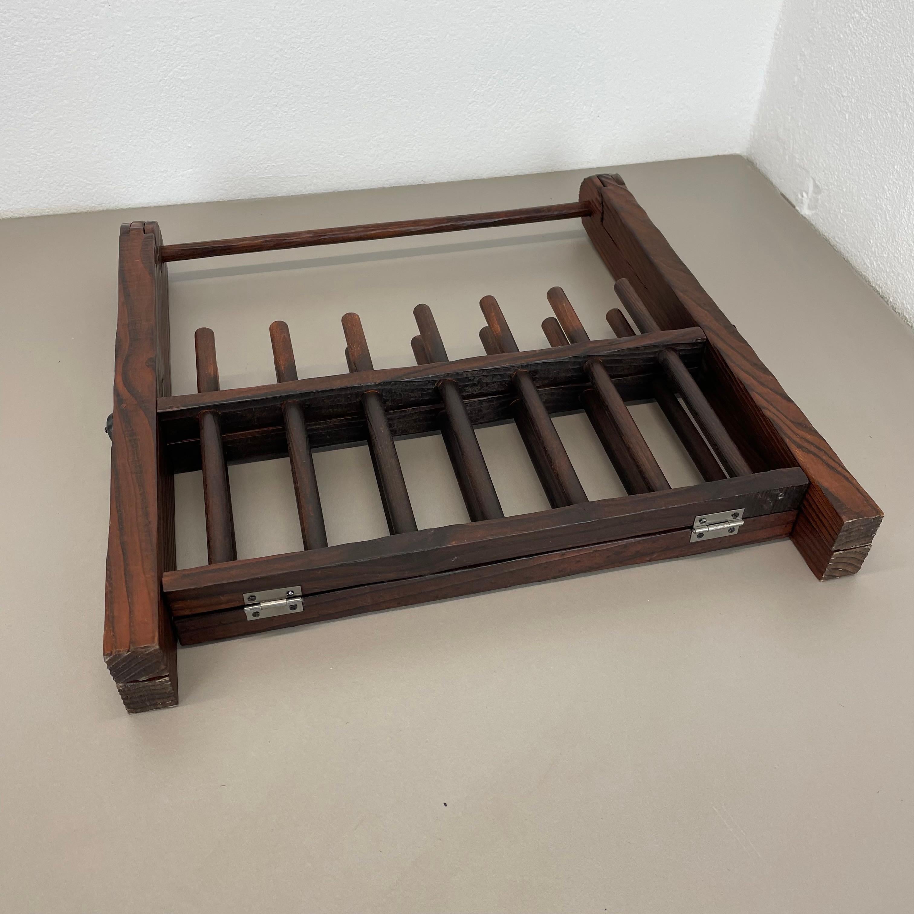 unique brutalist TIKI STYLE cubic PINE WOOD Magazine Holder, Germany 1970s For Sale 11