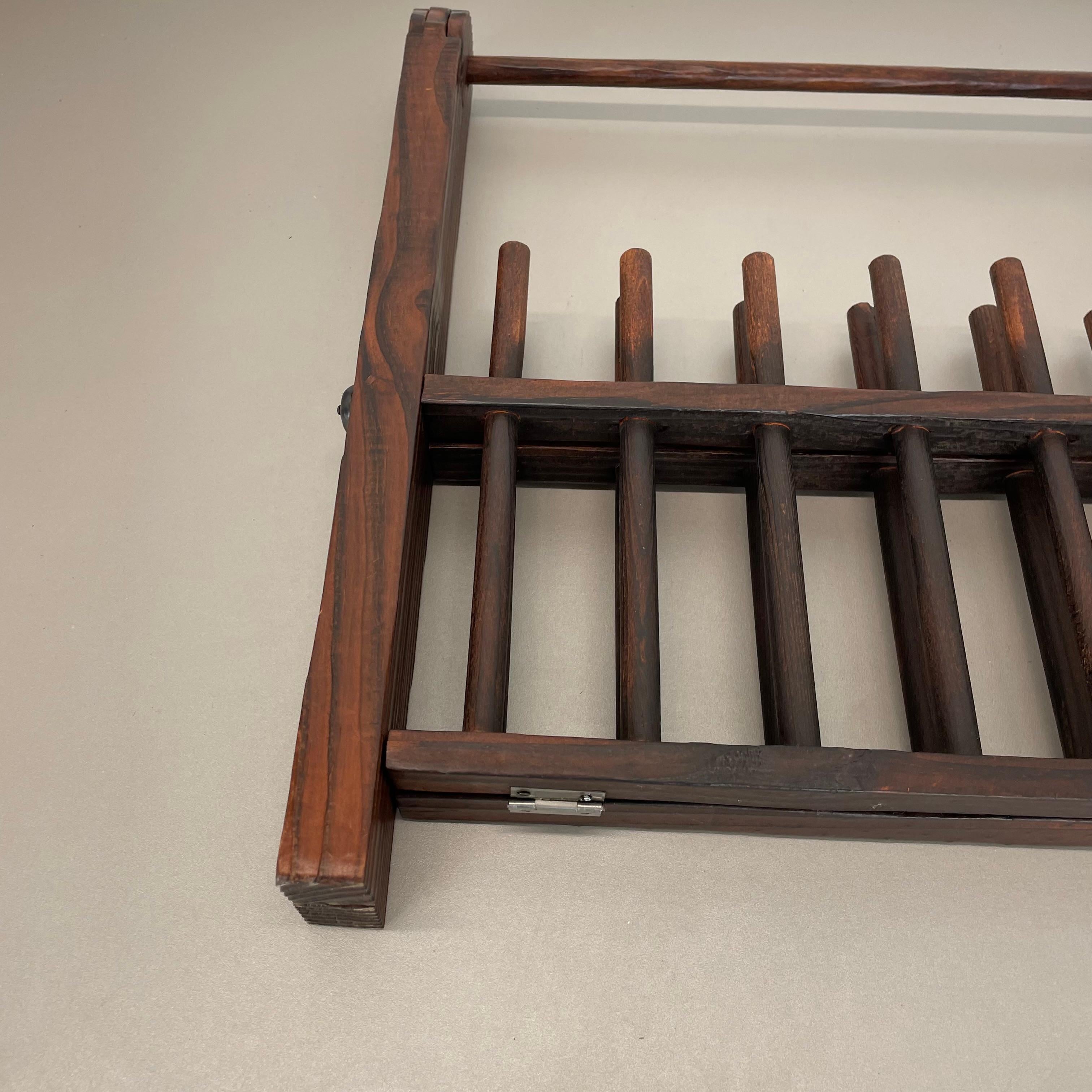 unique brutalist TIKI STYLE cubic PINE WOOD Magazine Holder, Germany 1970s For Sale 12