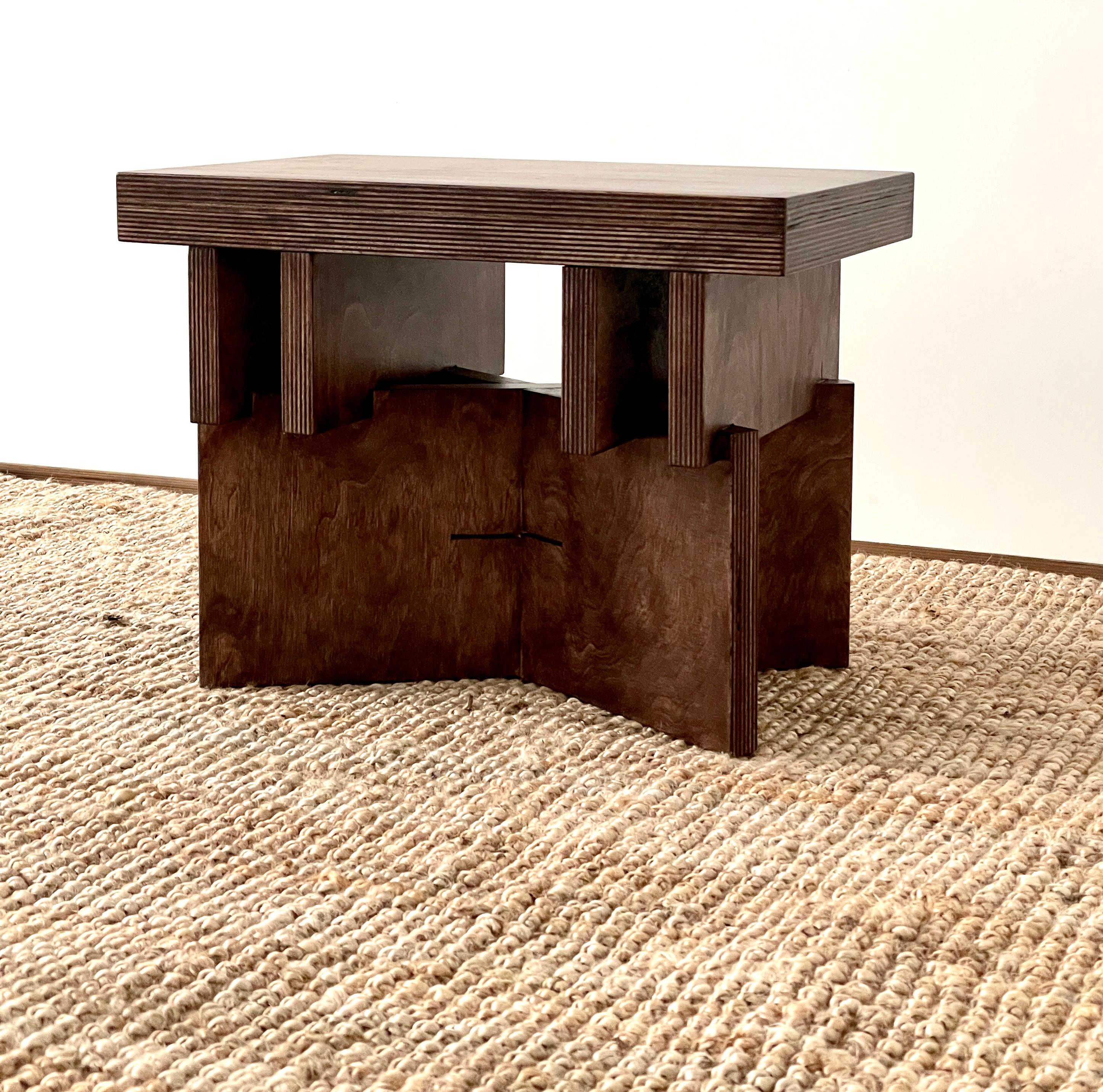 Unique building stool by Goons 
Dimensions:  W 41 x D 26 x  H 33 cm
Materials: Wood
Dimensions can be adjusted +/- 10 cm

Goons is located in Paris, France. All of their designs are made out of wood.