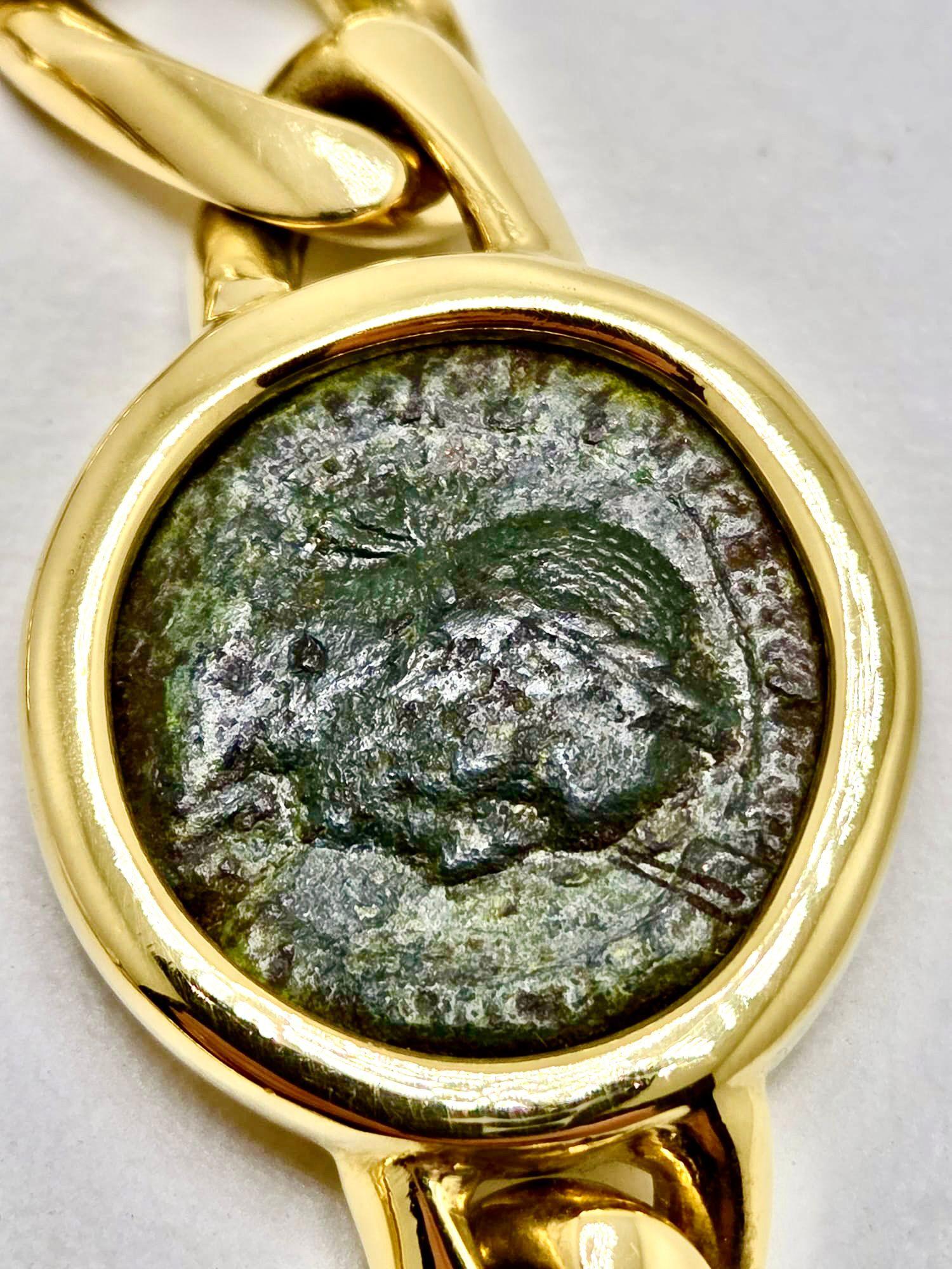 da uomo o donna Unique Bulgari 1970s Monete Yellow Gold Coin Bracelet with Roman Emperor Domitia in vendita