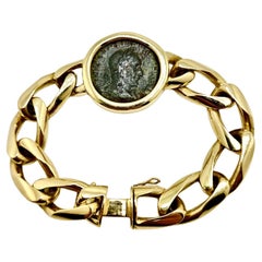 Unique Bulgari 1970s Monete Yellow Gold Coin Bracelet with Roman Emperor Domitia
