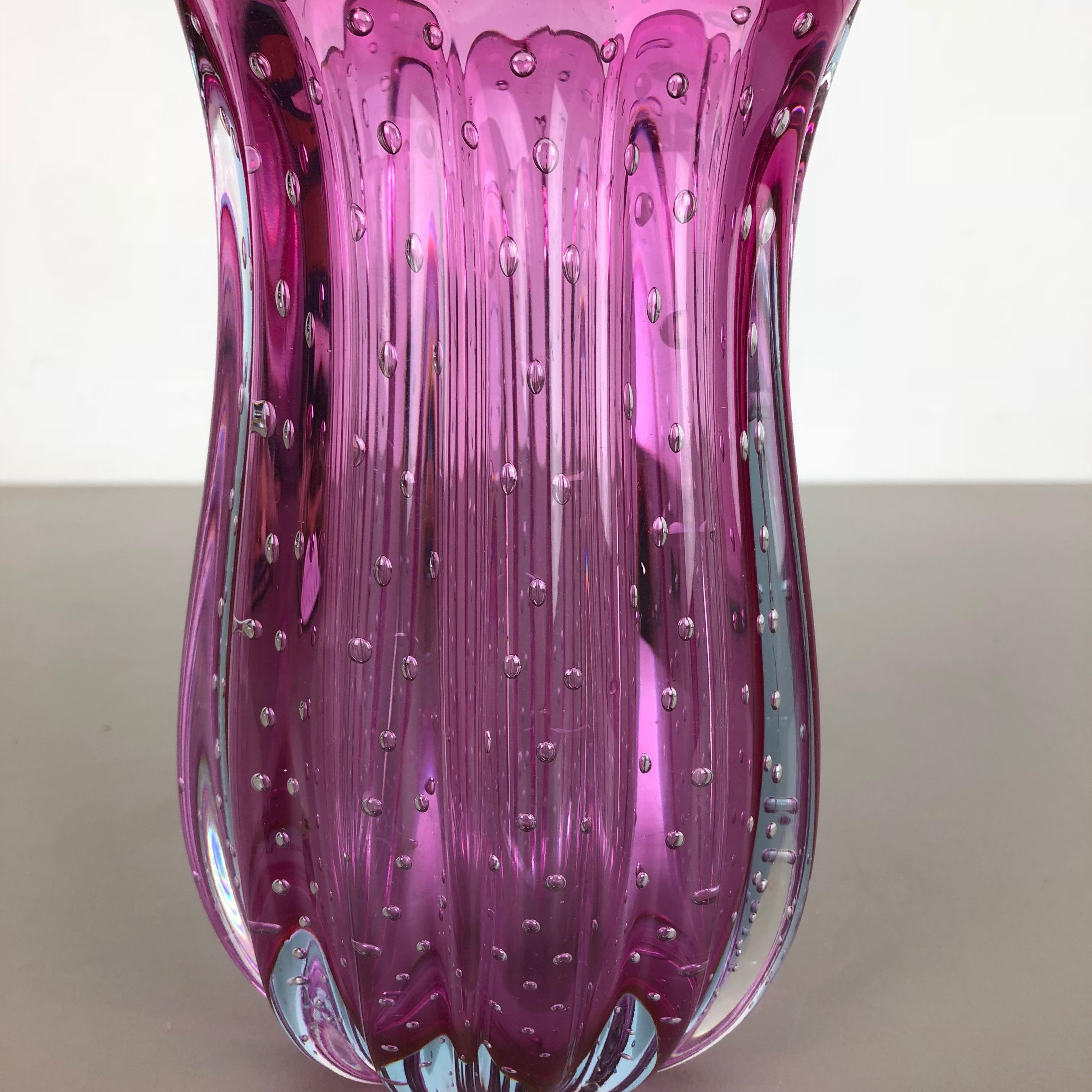 Italian Unique Bullicante Murano Glass Vase by Archimede Seguso, Italy, 1970s