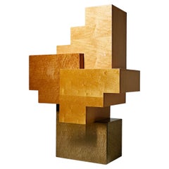 Meuble cubiste sculptural unique en bois de ronce, Italie, années 1990