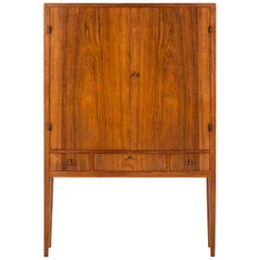 Unique Cabinet in Rosewood and Brass Produced in Sweden
