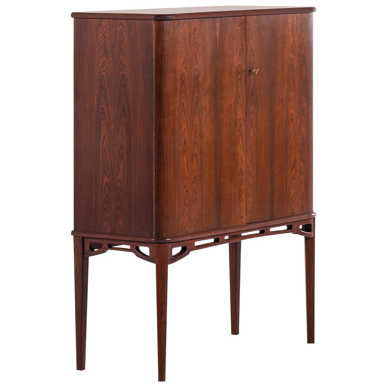 Unique Cabinet in Rosewood and Burlwood Produced in Sweden