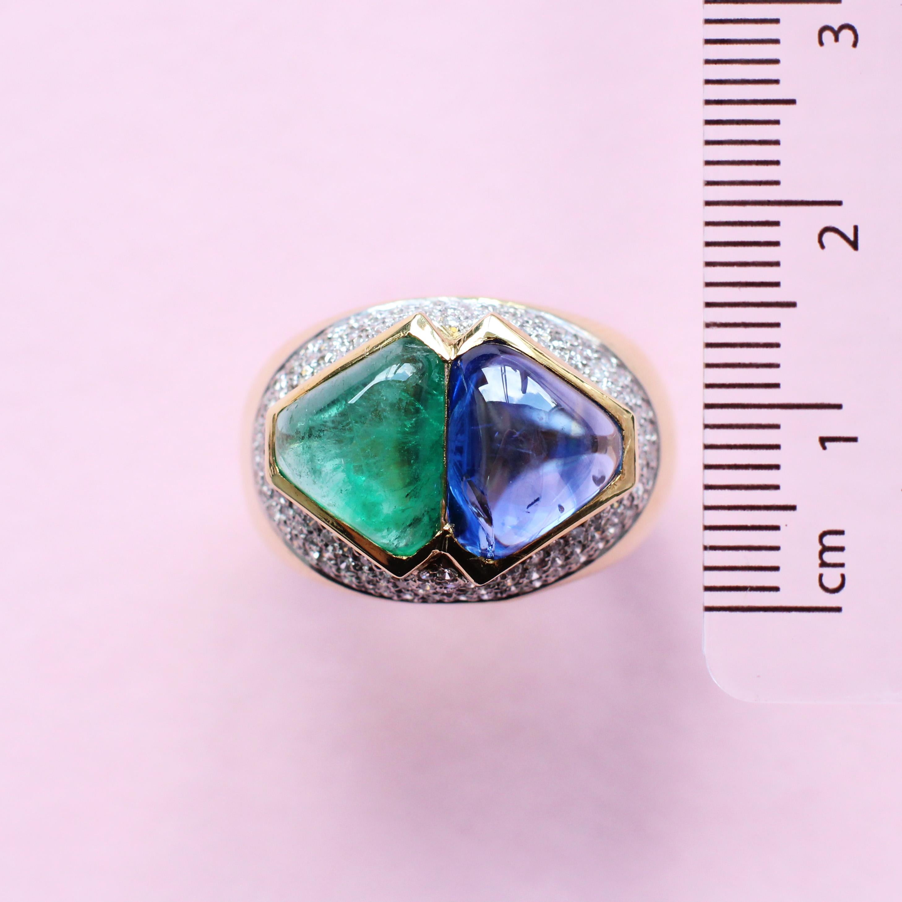 blue sapphire emerald and diamond combination