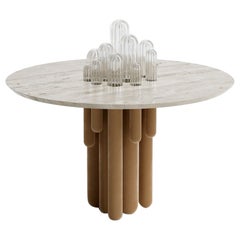 Unique Cactus Velvet Round Table with Transparent Glass by Mickael Koska