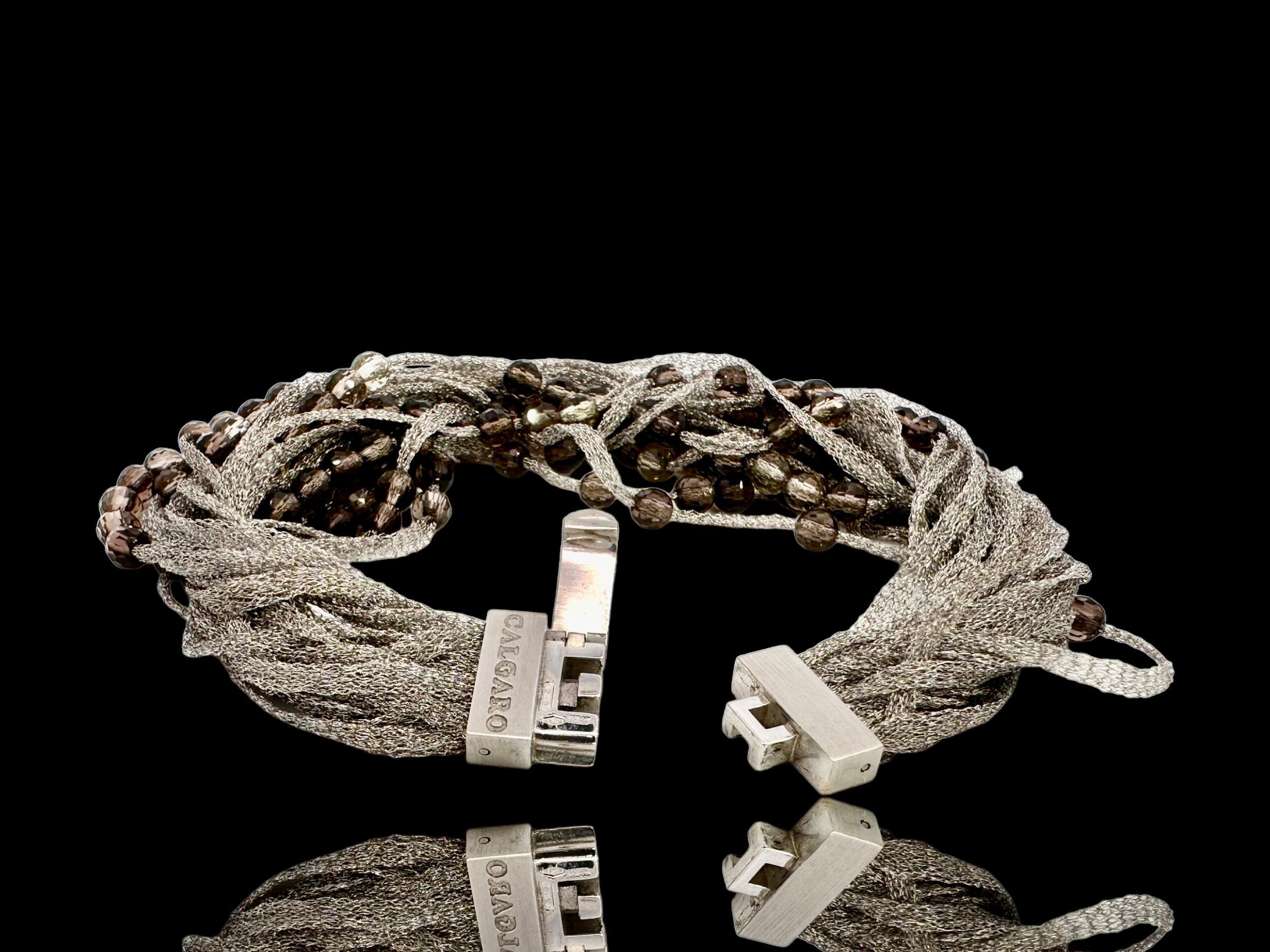 Unique Calgaro Mesh Woven Ladies 18 Kt Gold Bracelet For Sale 3
