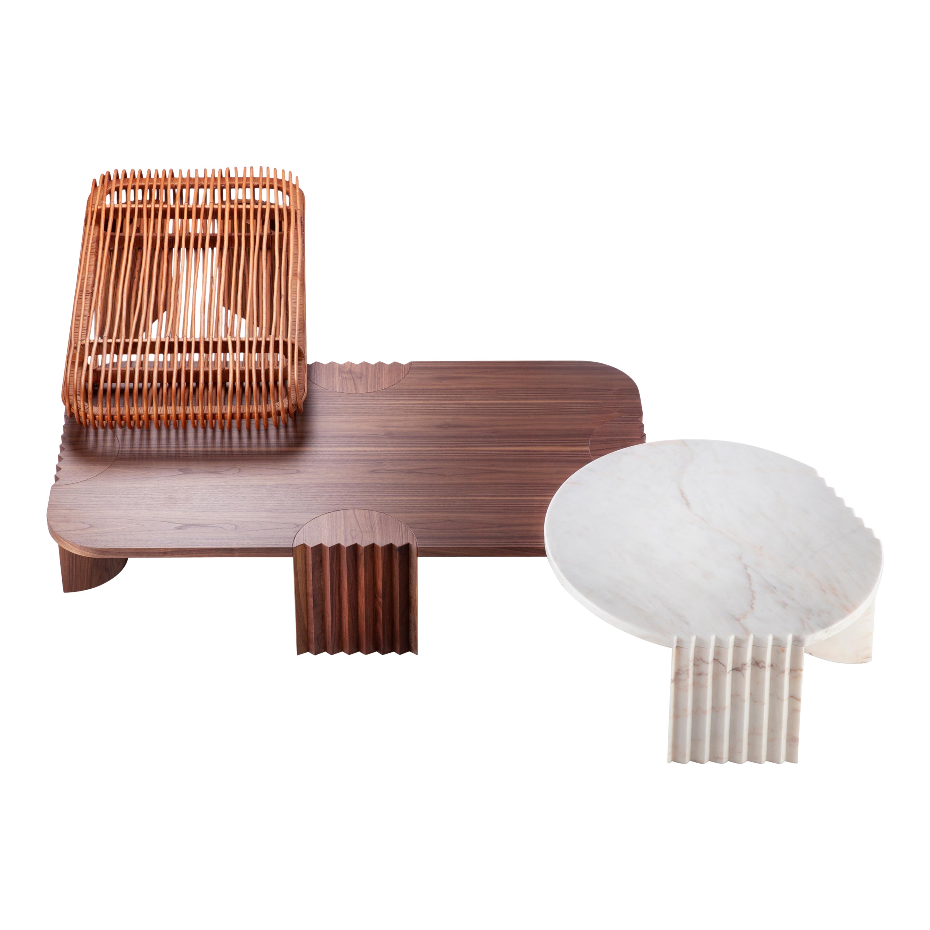 Table centrale unique en bois biseauté par Collector