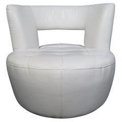 Unique Carlo Perazzi Swiveling Leather Lounge Chair