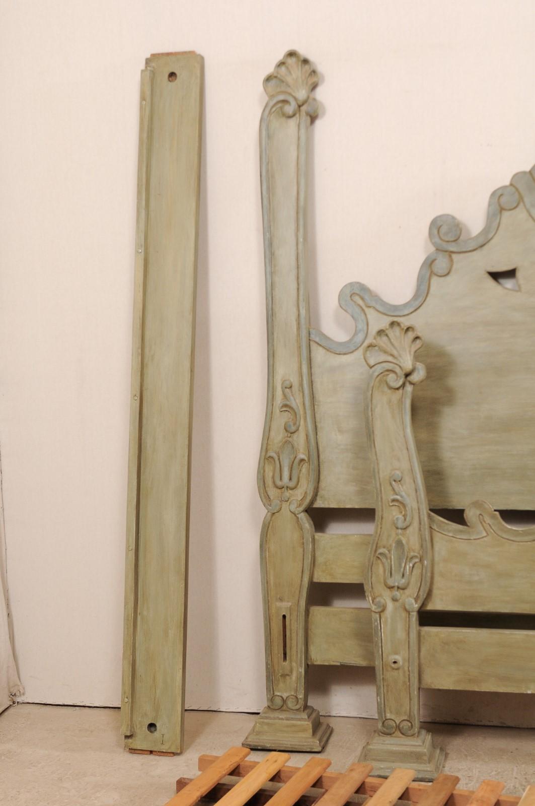 Unique Carved and Painted Wood Queen Bed Frame from Brazil 2