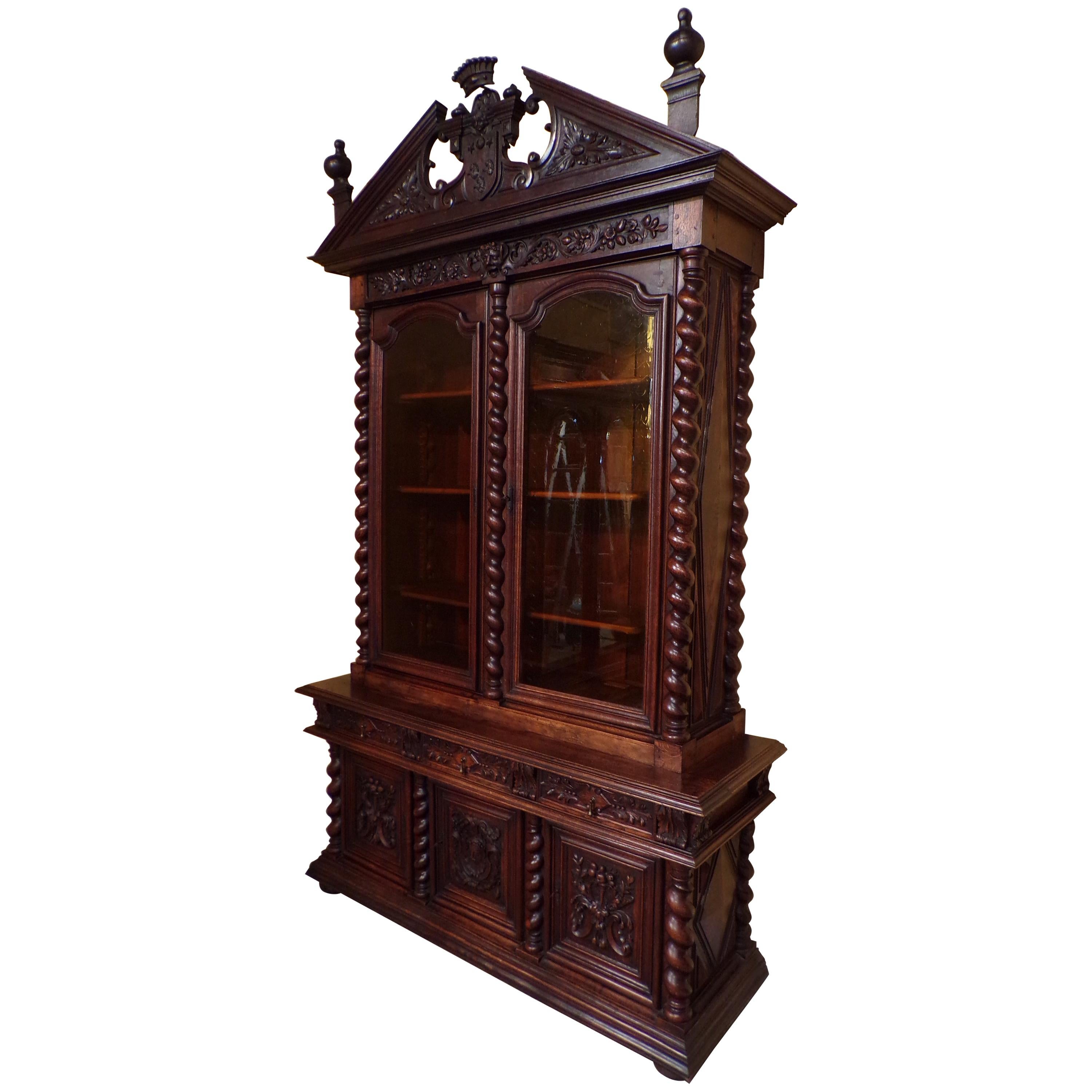 Carved Oak Bookcase with Lions and Dragons at 1stDibs