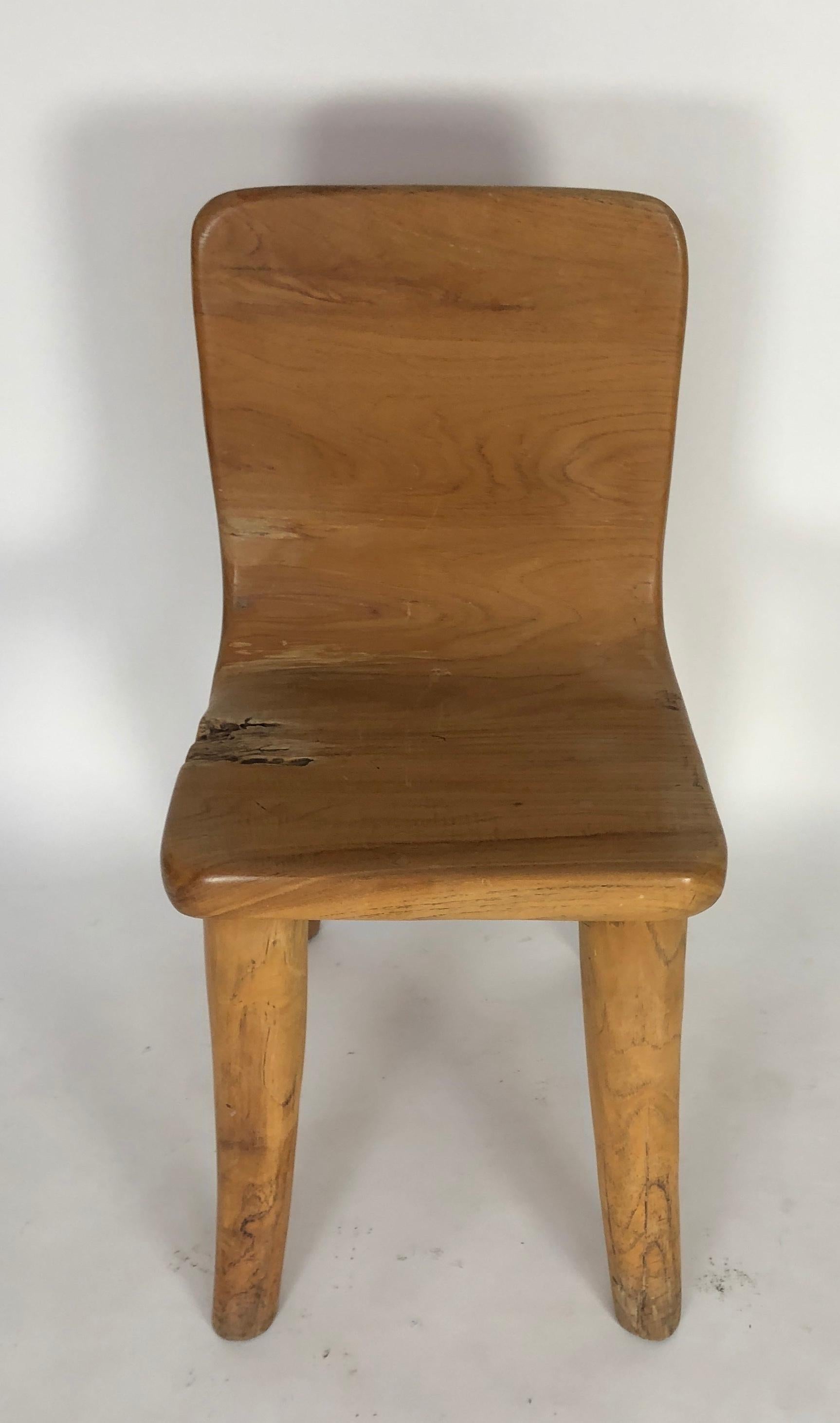 Organic Modern Unique Carved Teak Chair #1