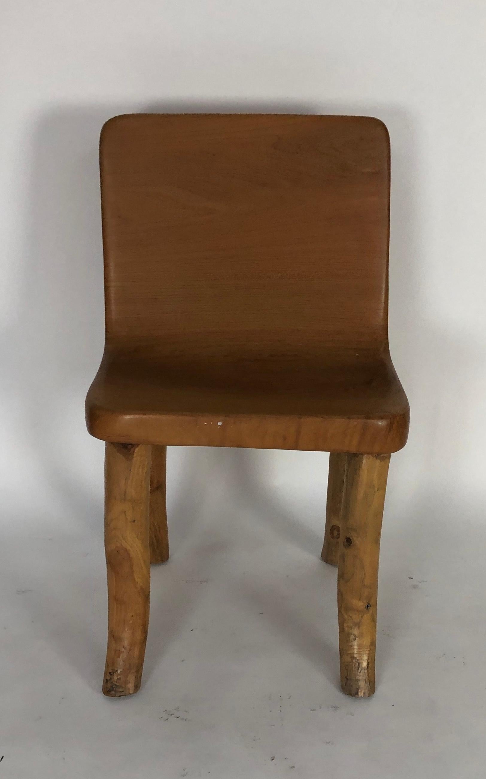 Organic Modern Unique Carved Teak Chair #2