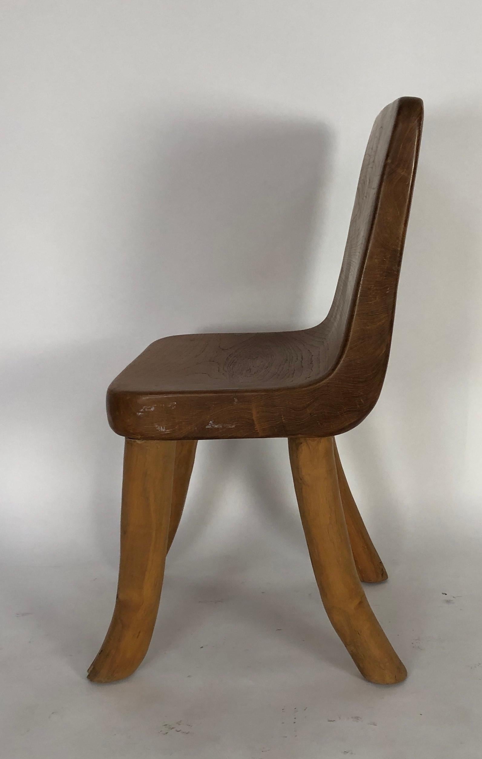 Contemporary Unique Carved Teak Chair #2