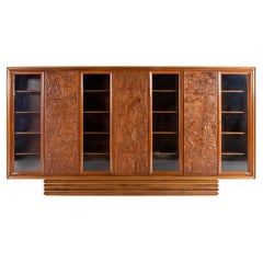 Unique Carved Walnut and Rosewood Display Cabinet