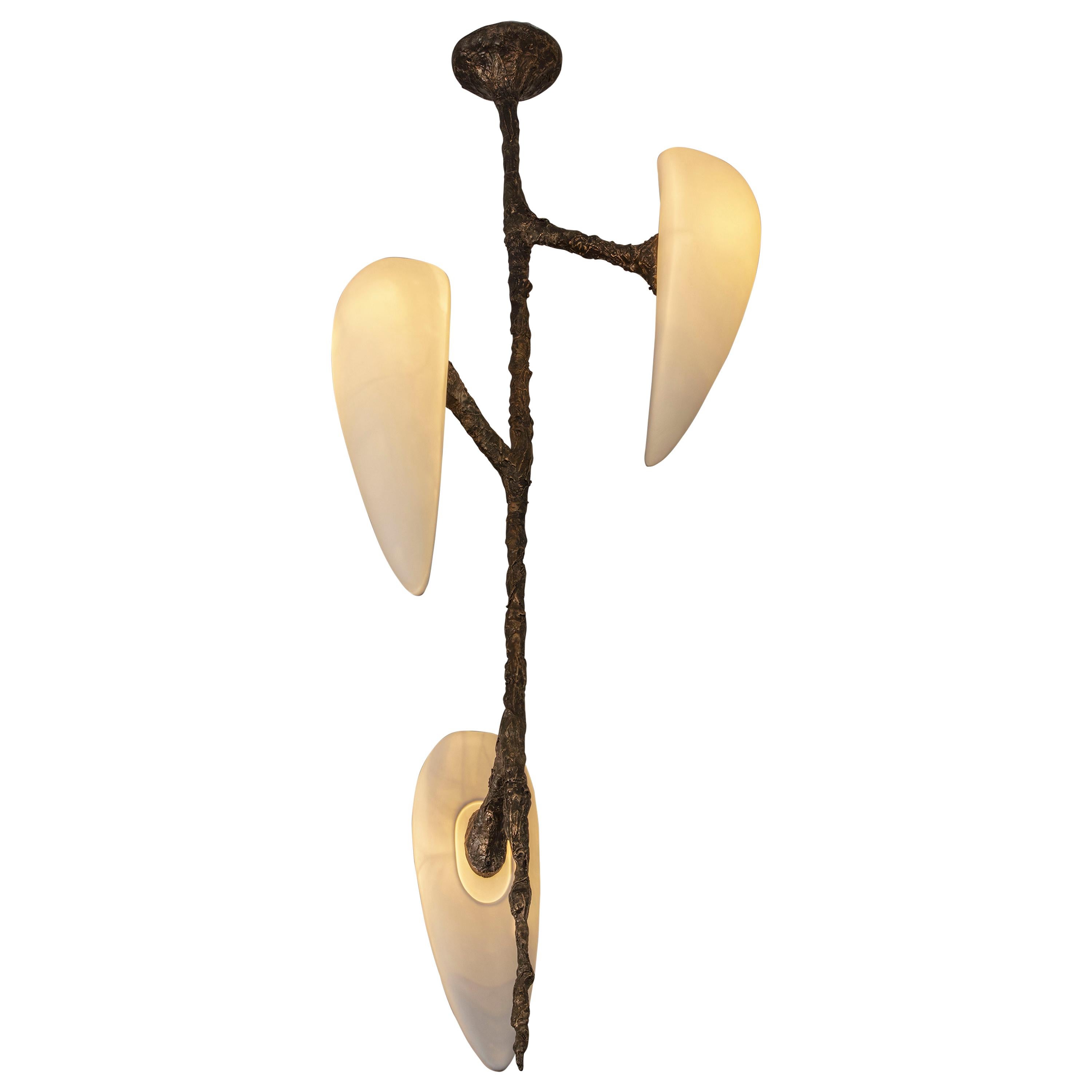 Unique Cast Bronze Chandelier Hand-Sculpted by William Guillon