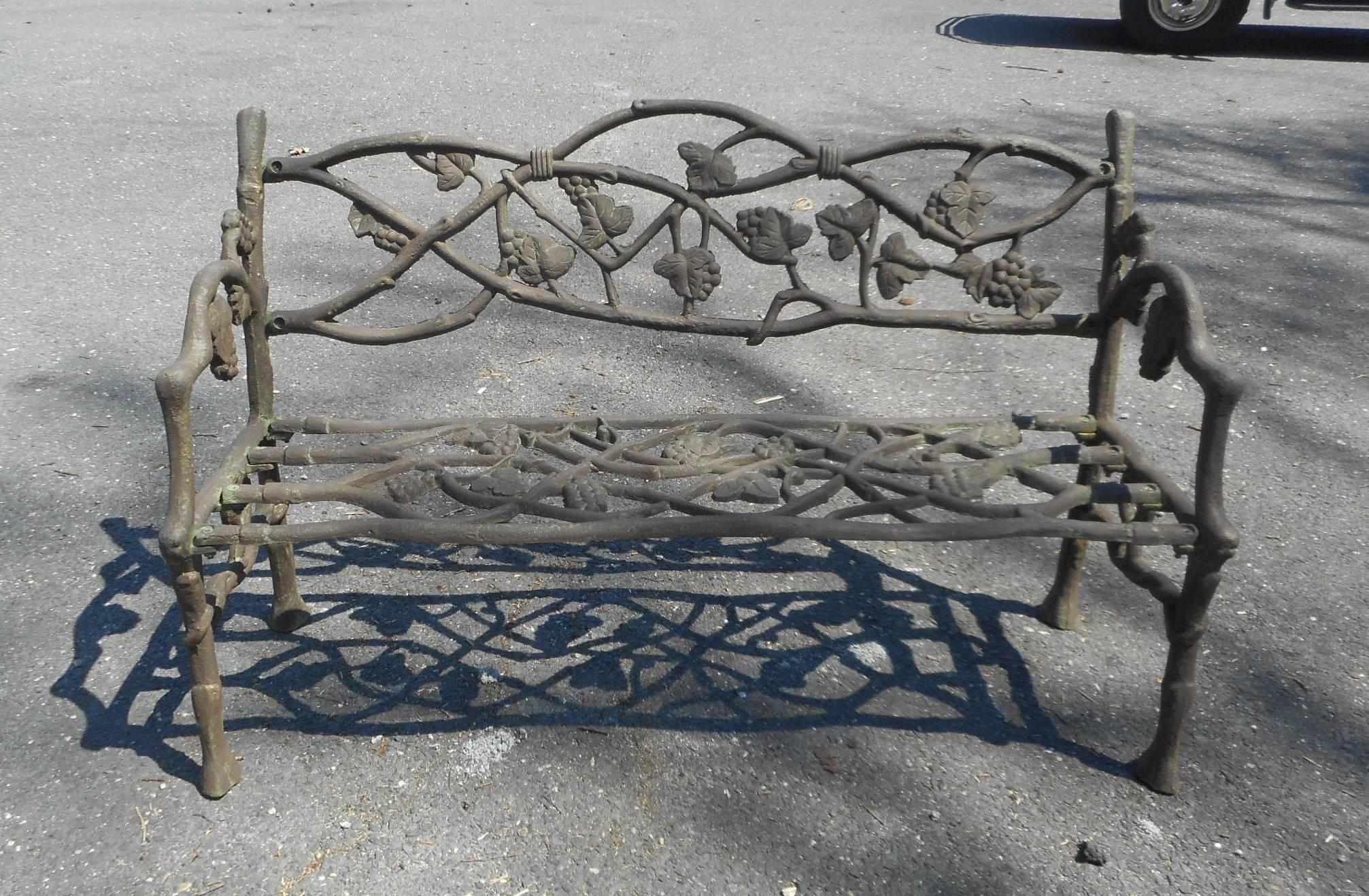 A beautiful cast iron bench decorated with leaves and branches throughout. The sculpted design and angled backrest show quality. This sturdy and comfortable piece makes the perfect addition to any home or business exterior setting. Please confirm