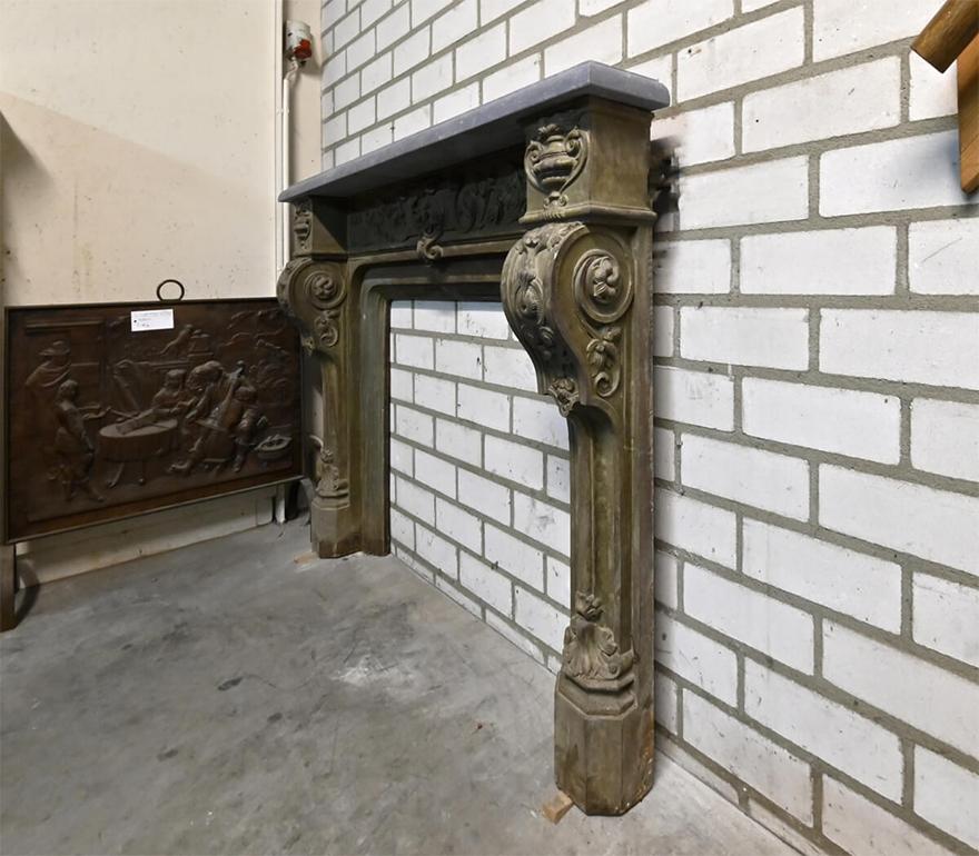 Mid-19th Century Unique Cast iron fireplace mantel 19th Century