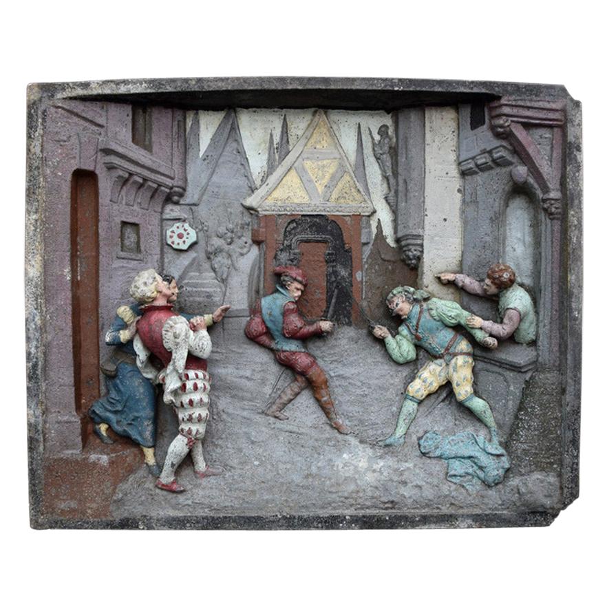 Unique Cast Metal French Decorative Wall Diorama Frieze