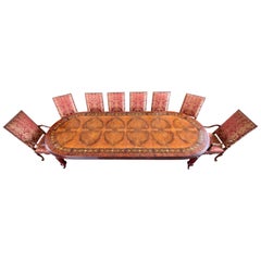 Unique castle dining / meeting table folding with marquetry