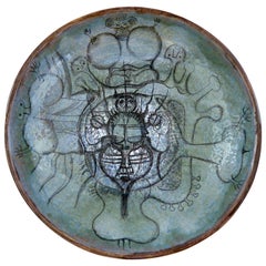 Unique Big Ceramic Plate by Lucien De Gheus, 1969