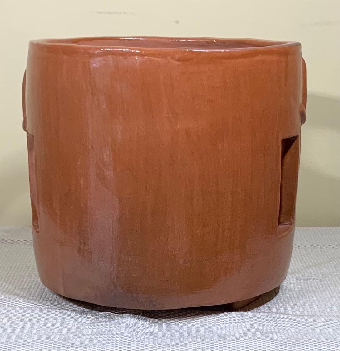 Hand-Painted Unique Ceramic Cubist Vessel or Garden Planter For Sale