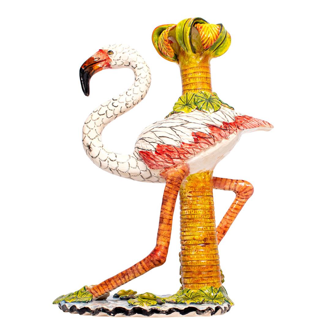 South African Unique Ceramic Flamingo Candlesticks made in South Africa