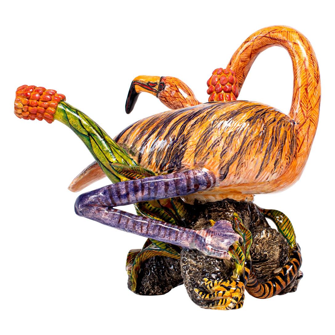 Einzigartige Flamingo-Teekanne aus Keramik aus Südafrika (Moderne) im Angebot