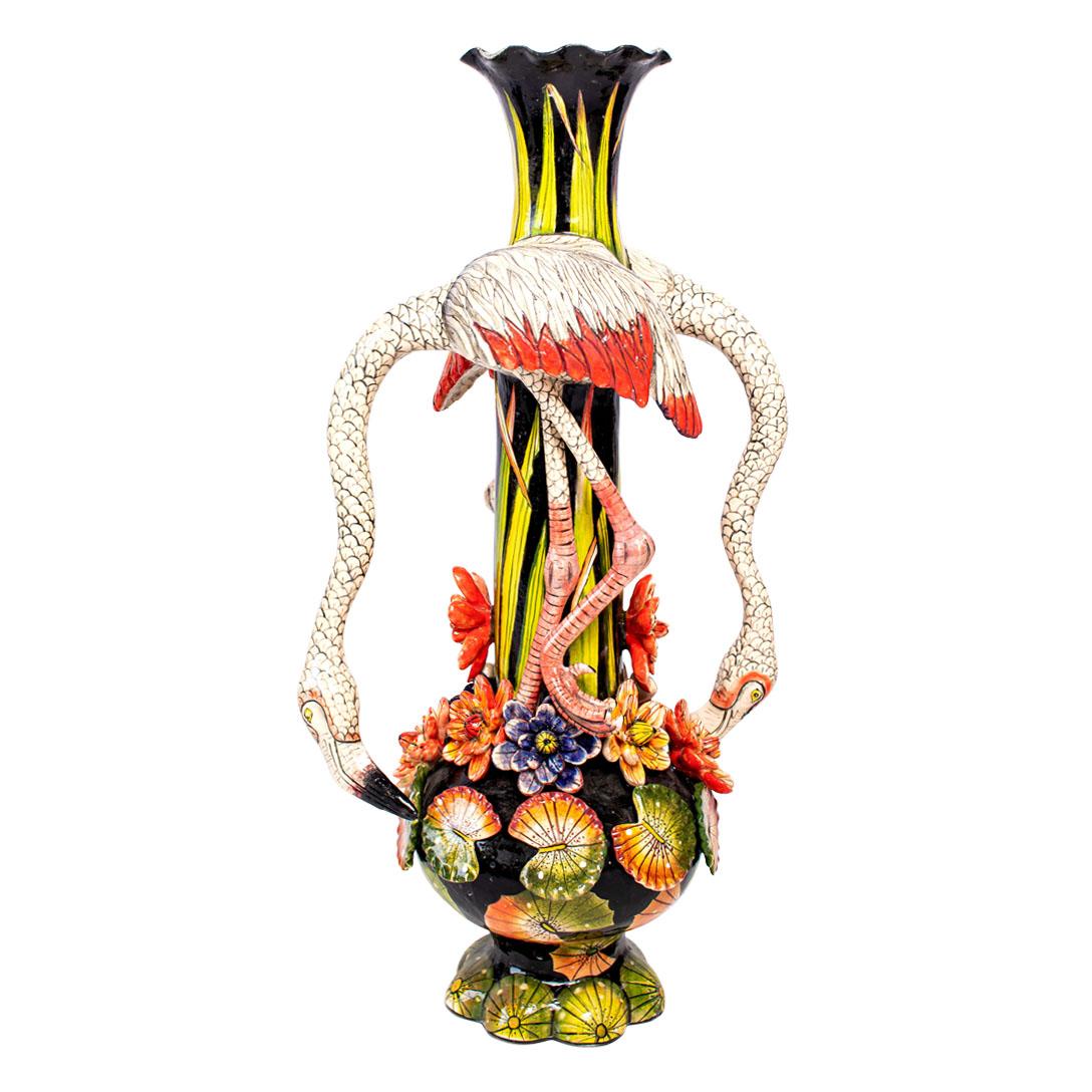 Modern Unique Ceramic Flamingo vase made in South Africa For Sale
