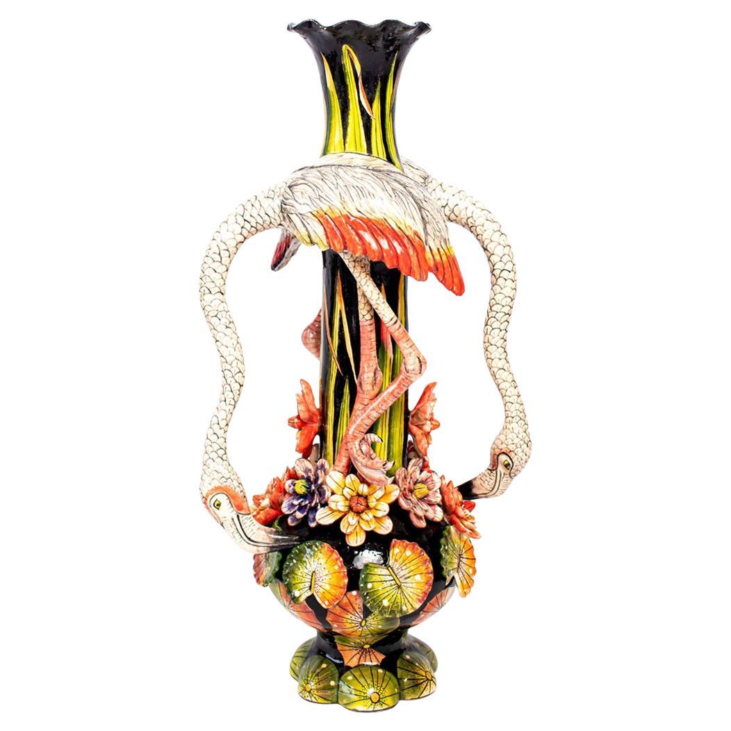 Unique Ceramic Flamingo vase made in South Africa For Sale
