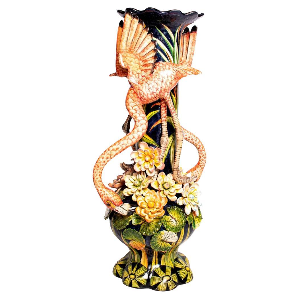 Unique Ceramic Flamingo vase made in South Africa For Sale