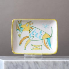 Piatto unico in ceramica di metà secolo di Guido Gambone. Firenze, Italia, anni '50.