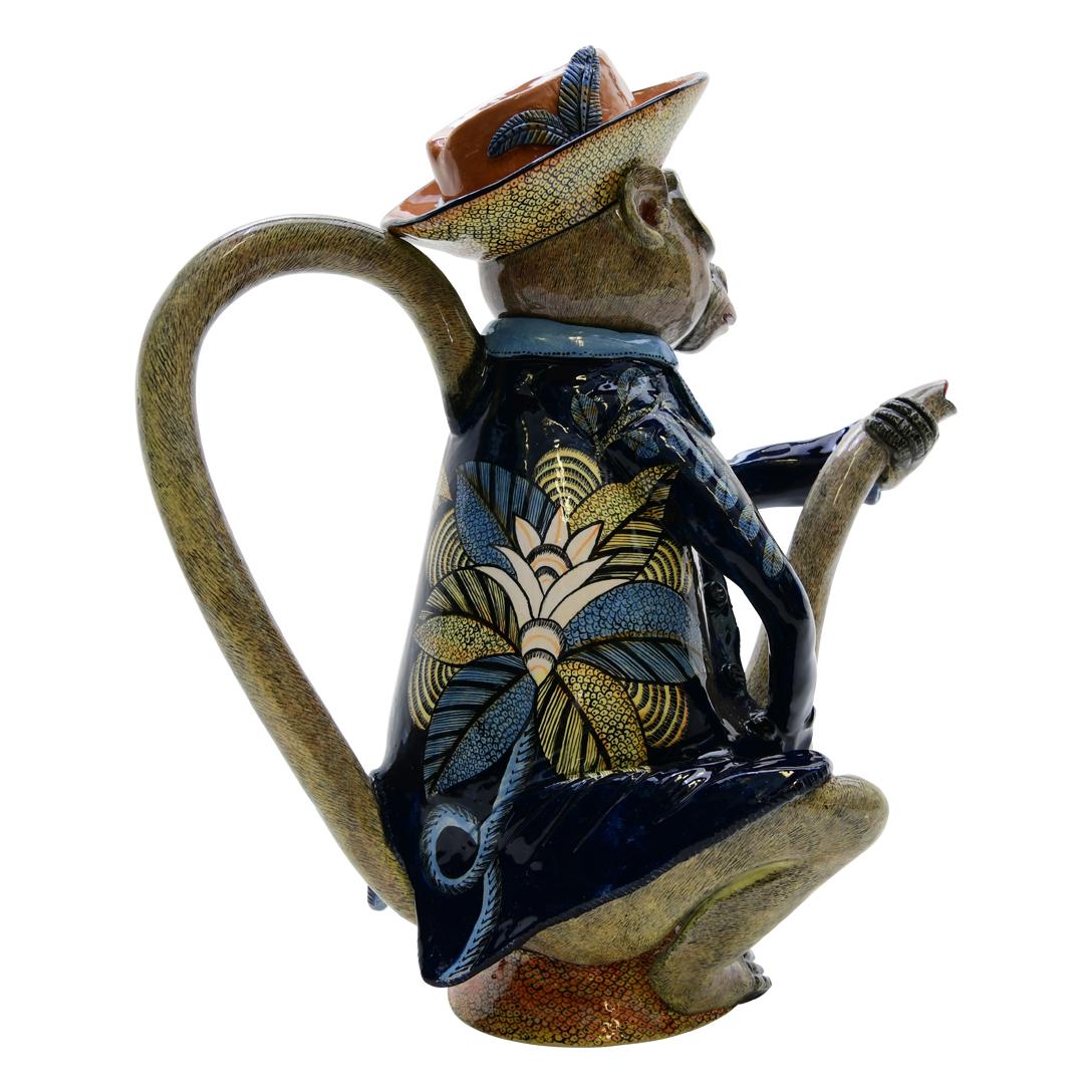 South African Unique Ceramic Monkey Teapot Hand made in South Africa For Sale
