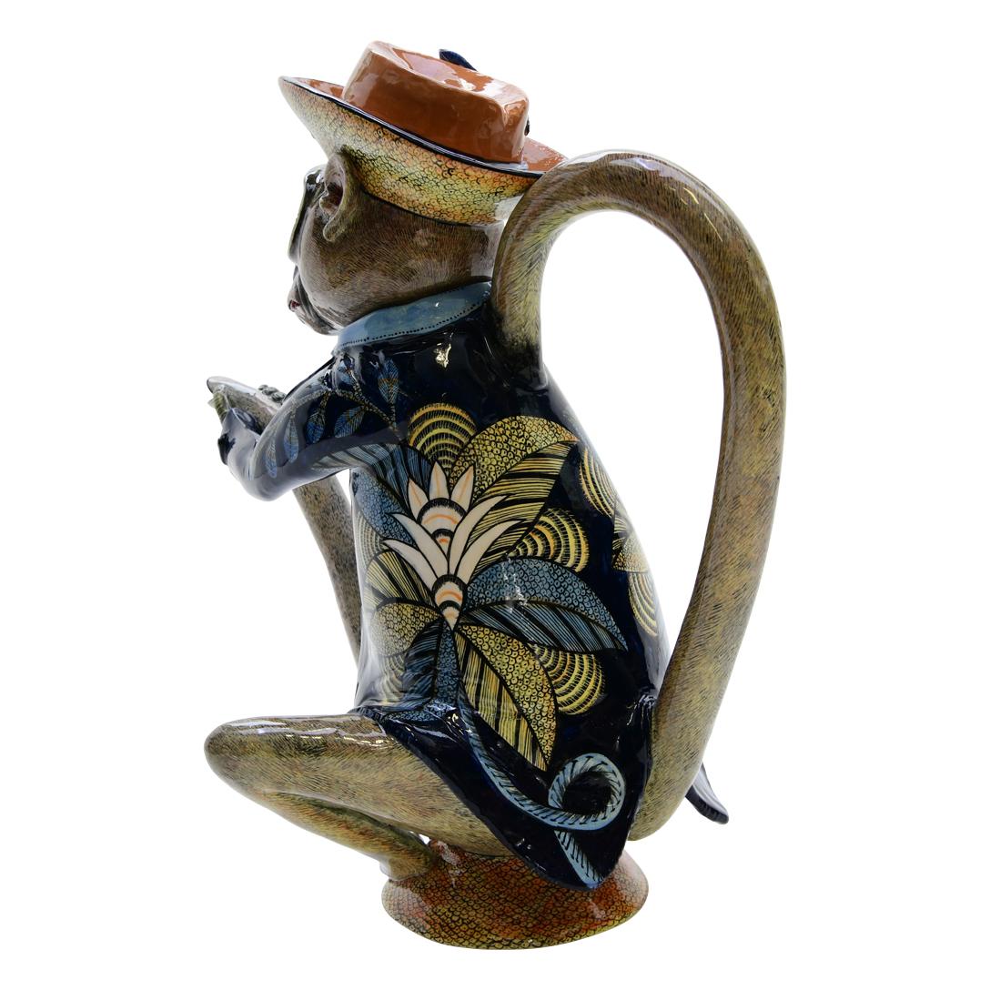 Fired Unique Ceramic Monkey Teapot Hand made in South Africa For Sale