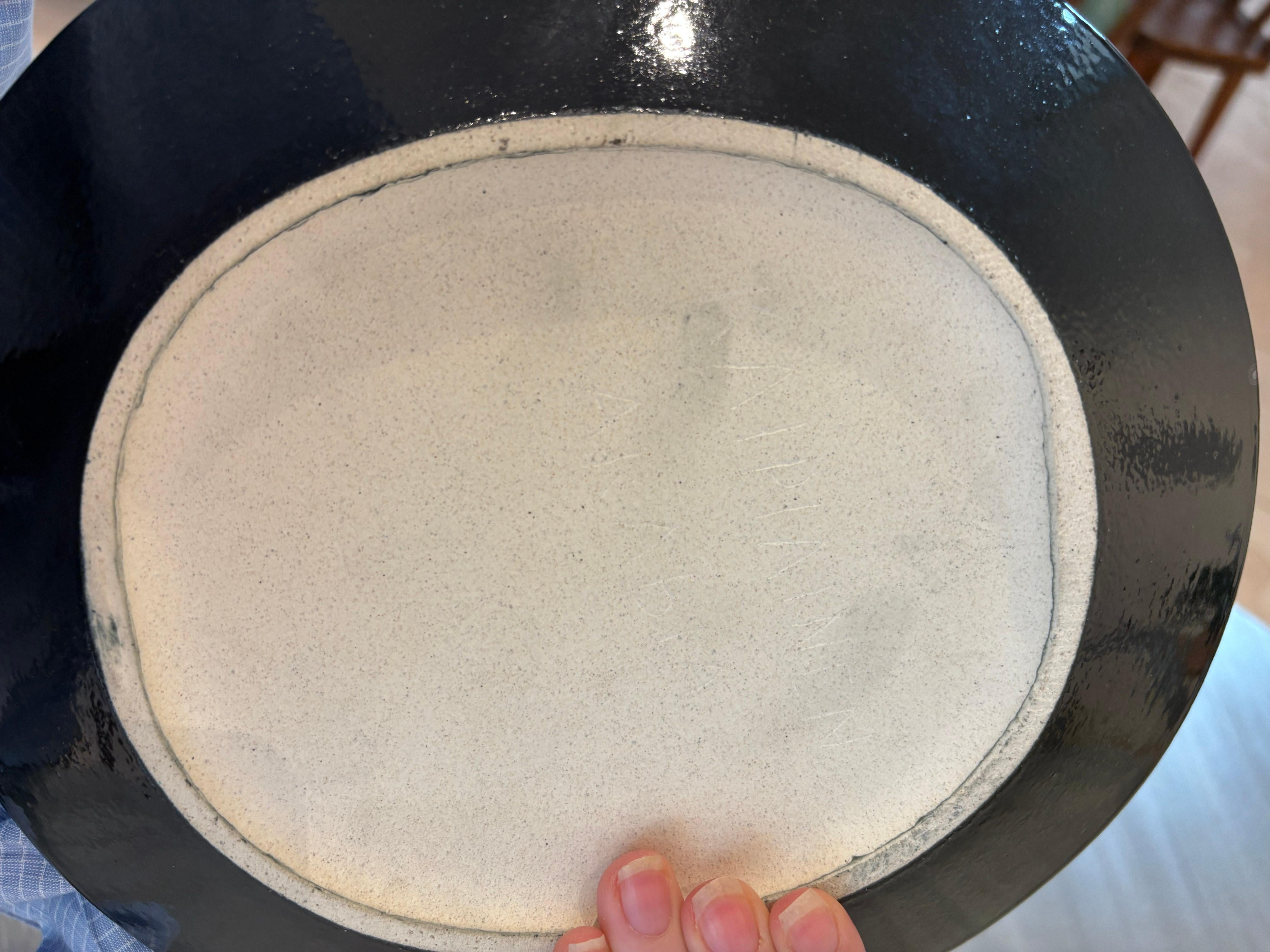 Glazed Unique ceramic plate by Birger Kaipiainen For Sale