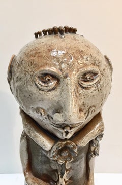 Art Studio Pop Brutalist Fantasy Figure Signed Ceramic Sculpture Capron Style