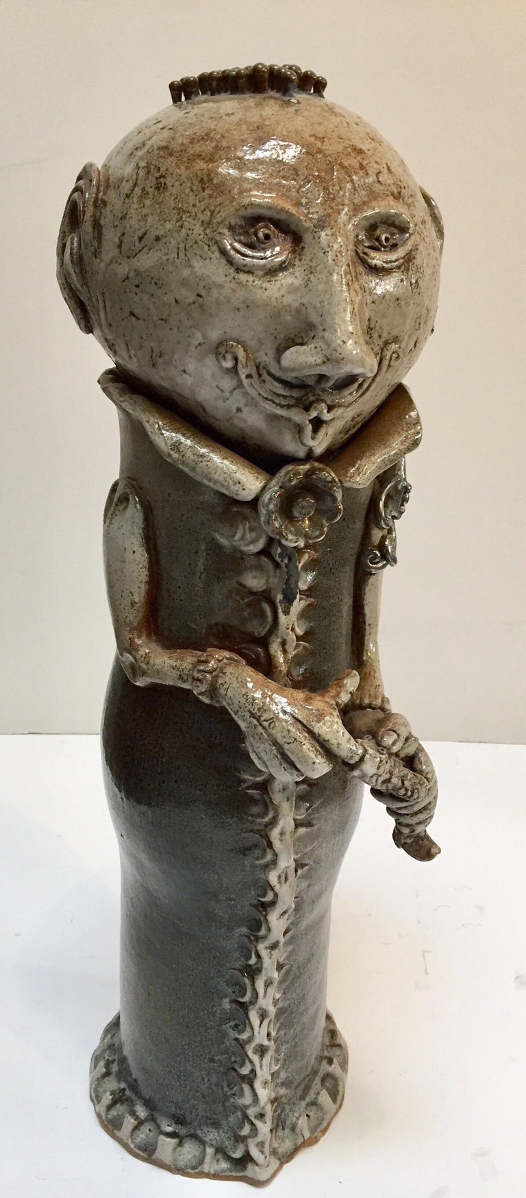 Art Studio Pop Brutalist Fantasy Figure Signed Ceramic Sculpture  For Sale 2