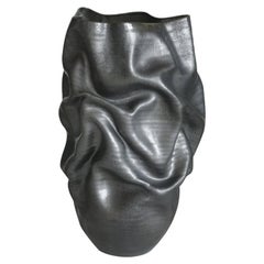 Unique Ceramic Sculpture Vessel N.57, Black Dehydrated Form, Objet d'Art