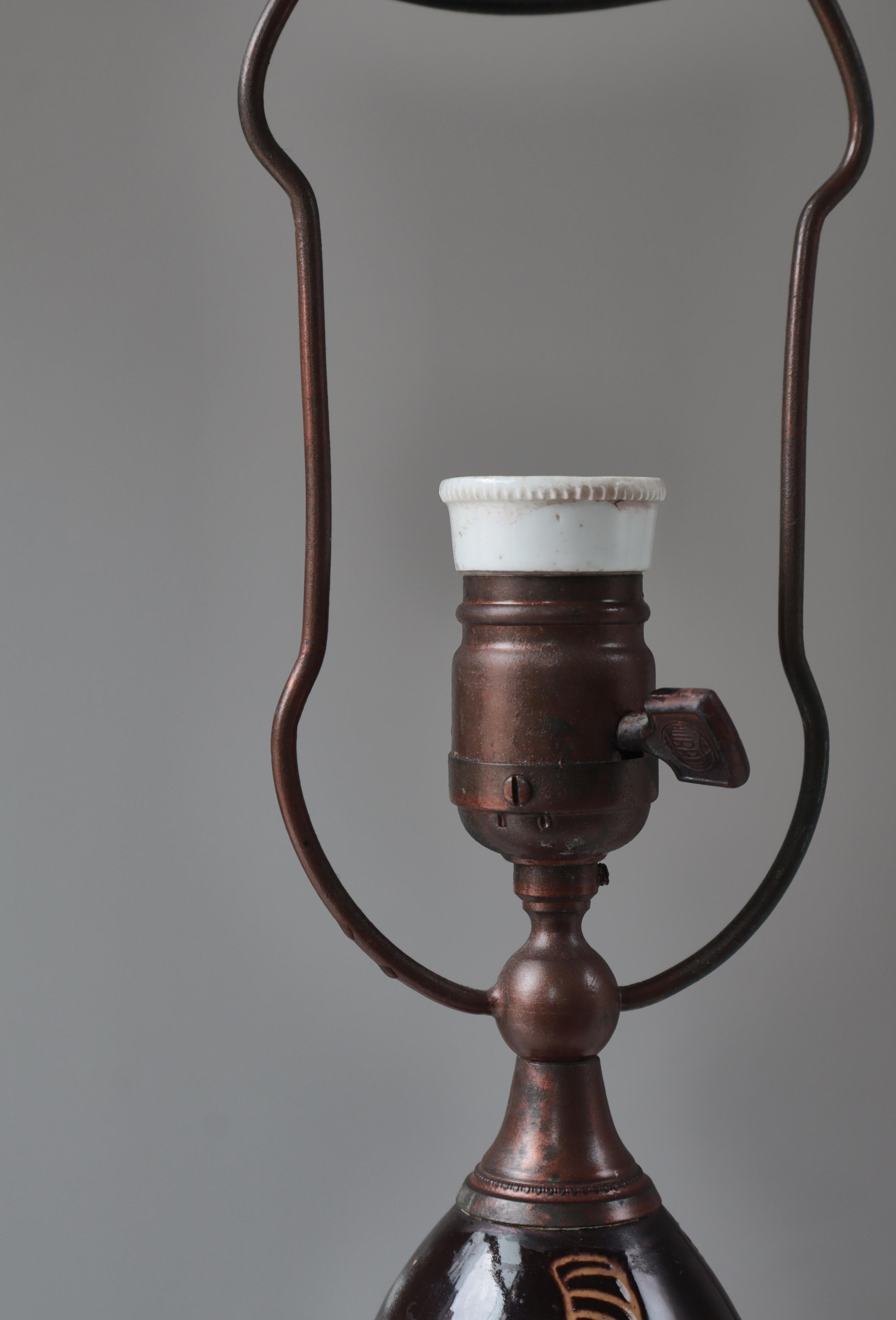 Unique Ceramic Table Lamp by Møller & Bøgely, Art Nouveau, Denmark, 1910s For Sale 6