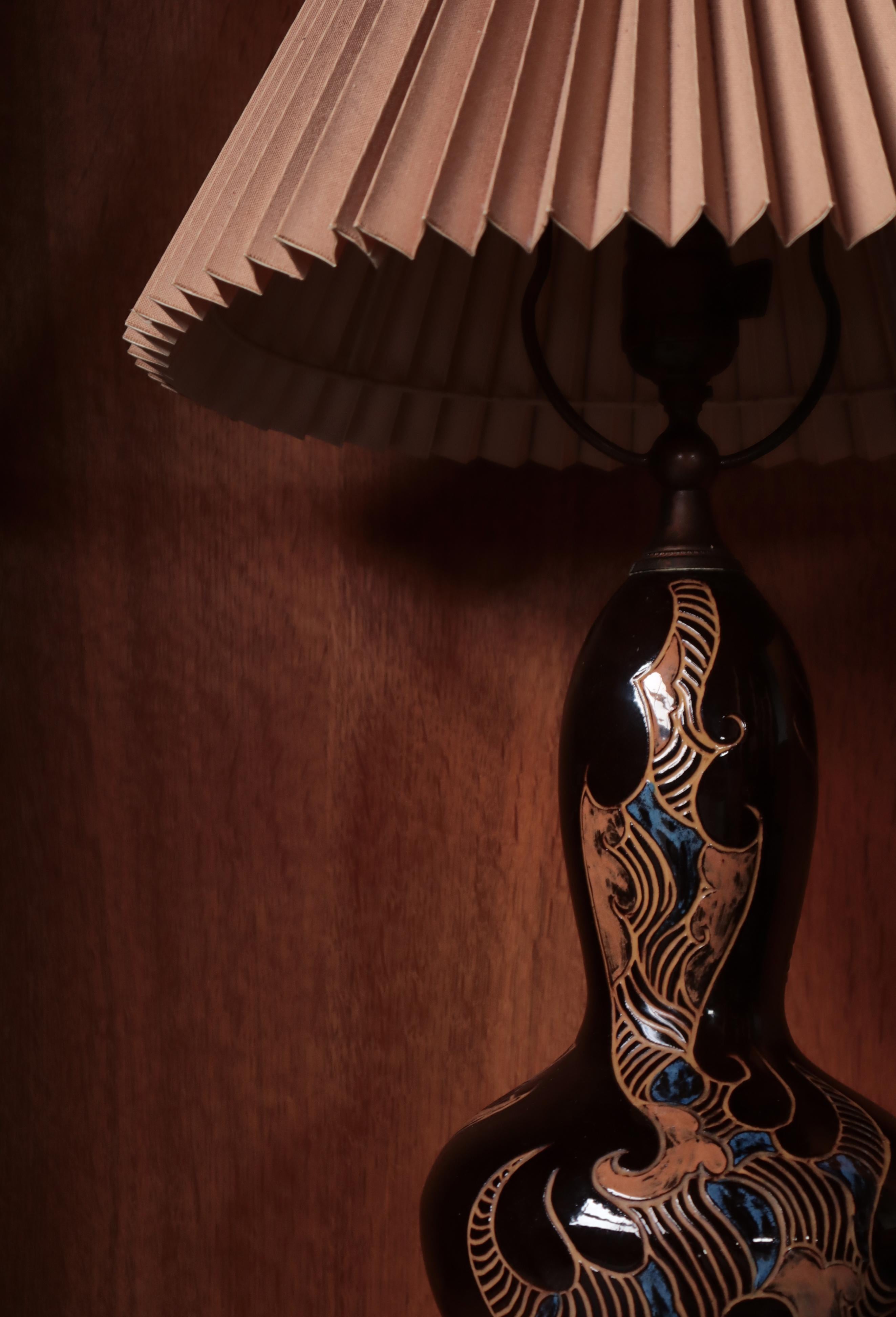 Unique Ceramic Table Lamp by Møller & Bøgely, Art Nouveau, Denmark, 1910s For Sale 9