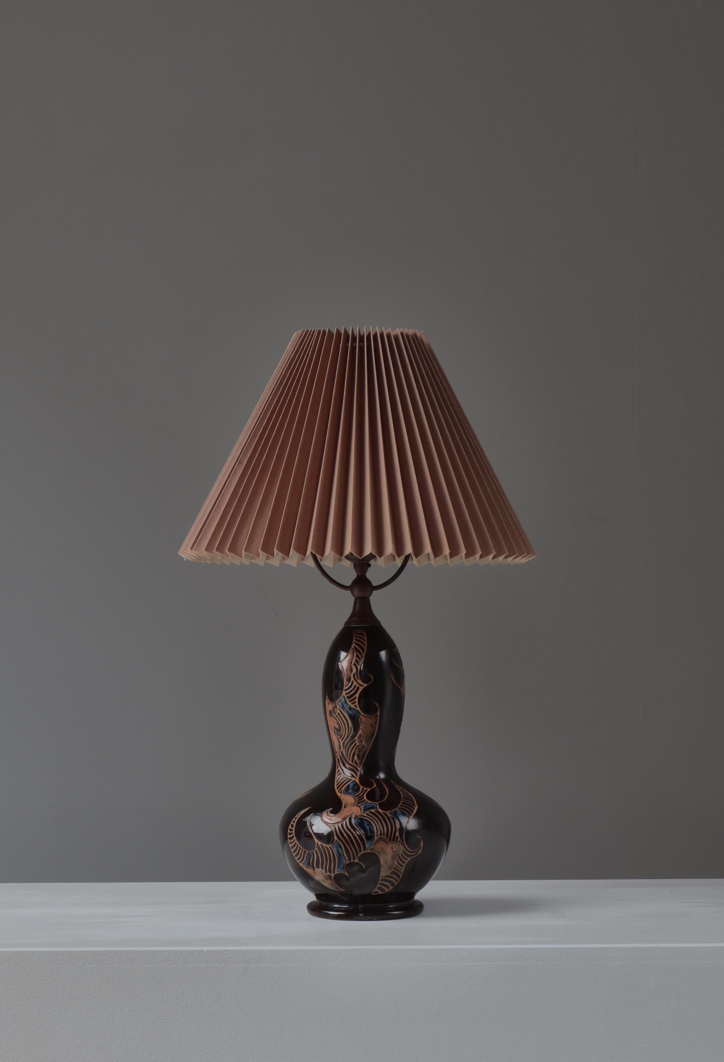 Danish Unique Ceramic Table Lamp by Møller & Bøgely, Art Nouveau, Denmark, 1910s For Sale