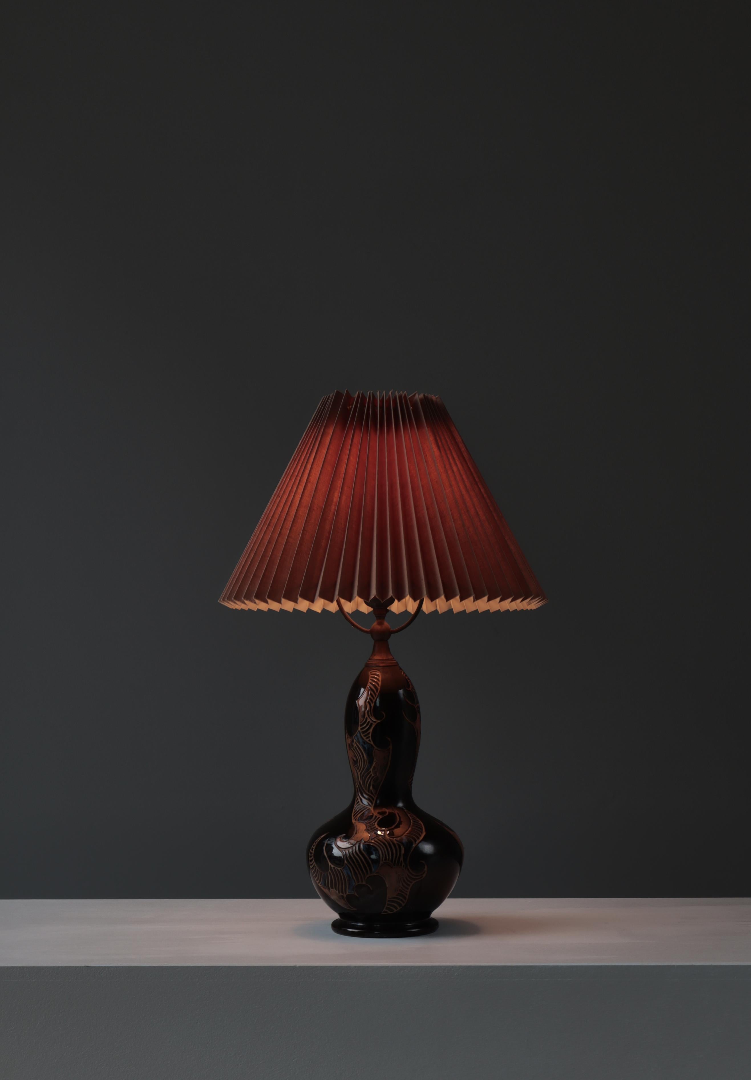 Earthenware Unique Ceramic Table Lamp by Møller & Bøgely, Art Nouveau, Denmark, 1910s For Sale