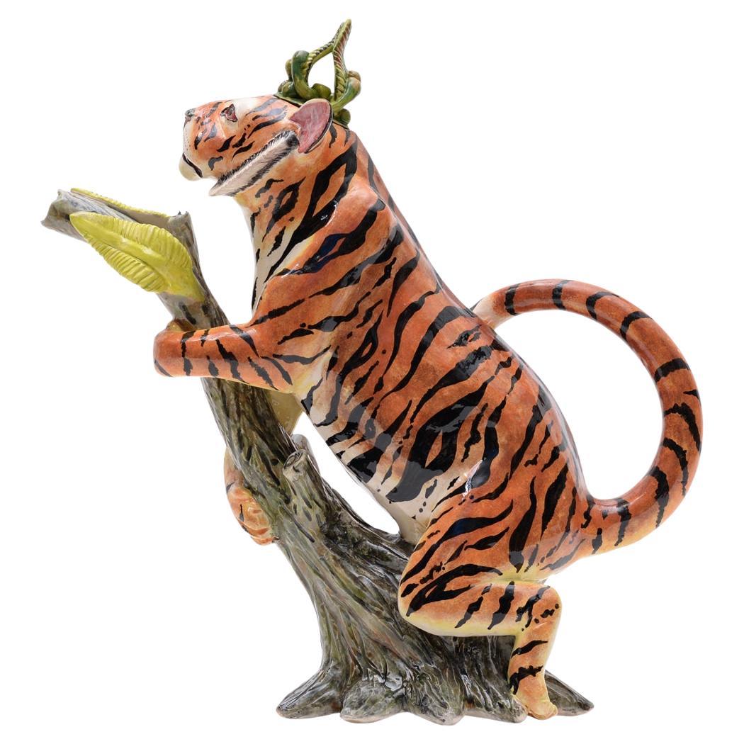 Einzigartige Tiger-Teekanne aus Keramik, handgemacht in Südafrika