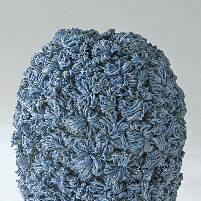 Danish Unique Modern Blue Ceramic Vessel by Lone Skov Madsen For Sale
