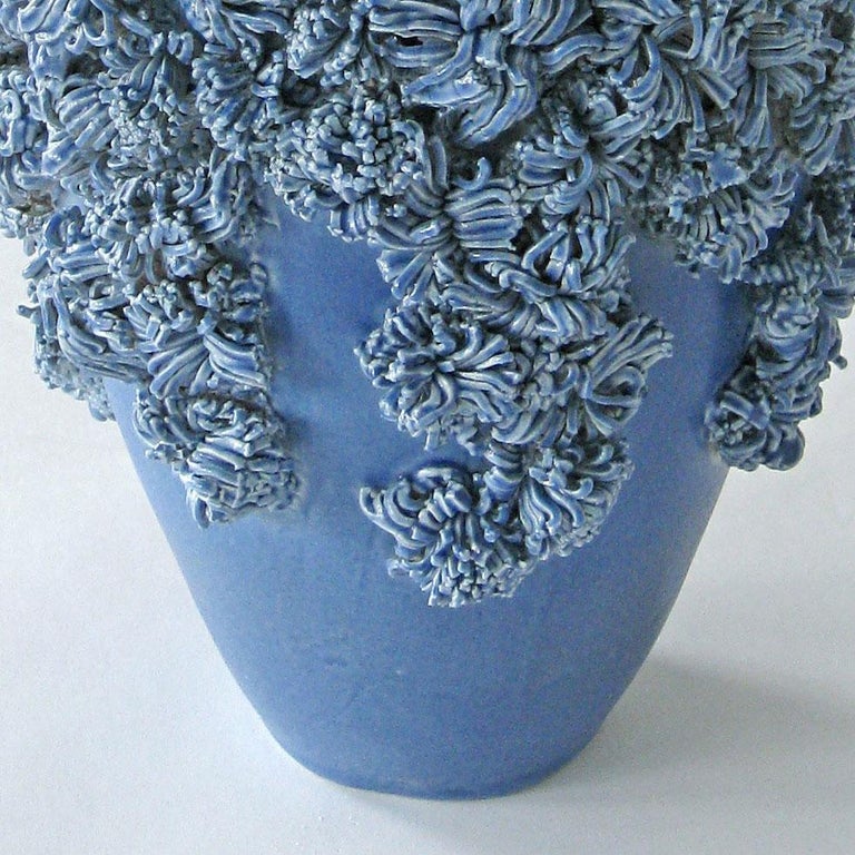 Hand-Crafted Unique Modern Blue Ceramic Vessel by Lone Skov Madsen For Sale