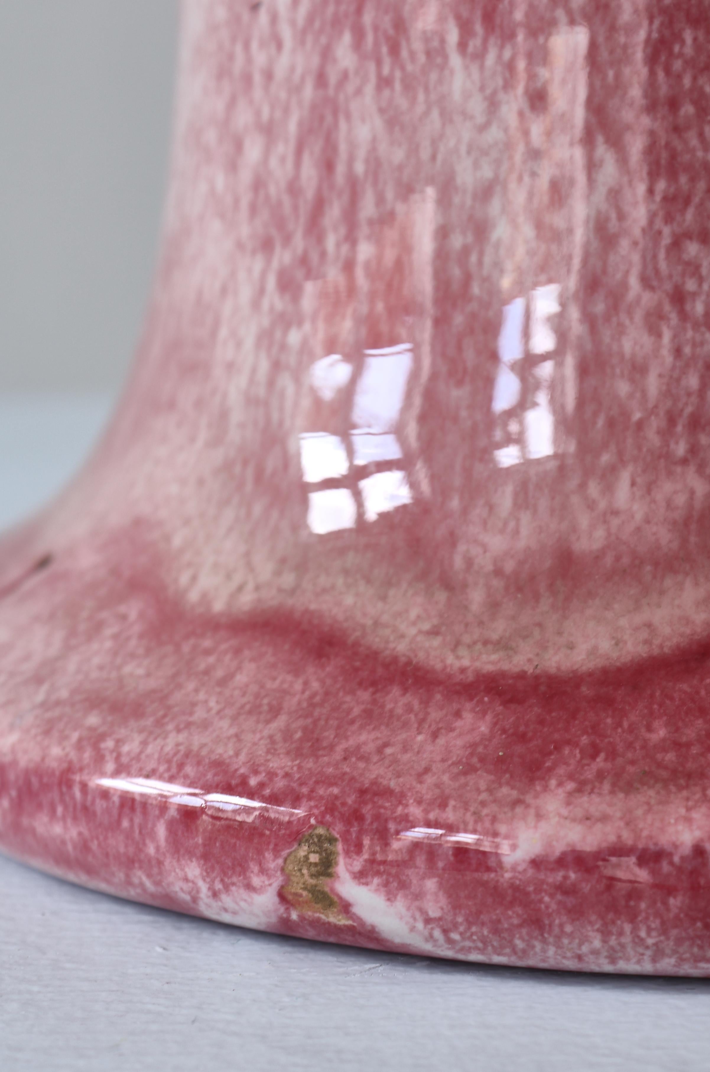 Lampe de bureau en céramique unique à glaçure rose, 