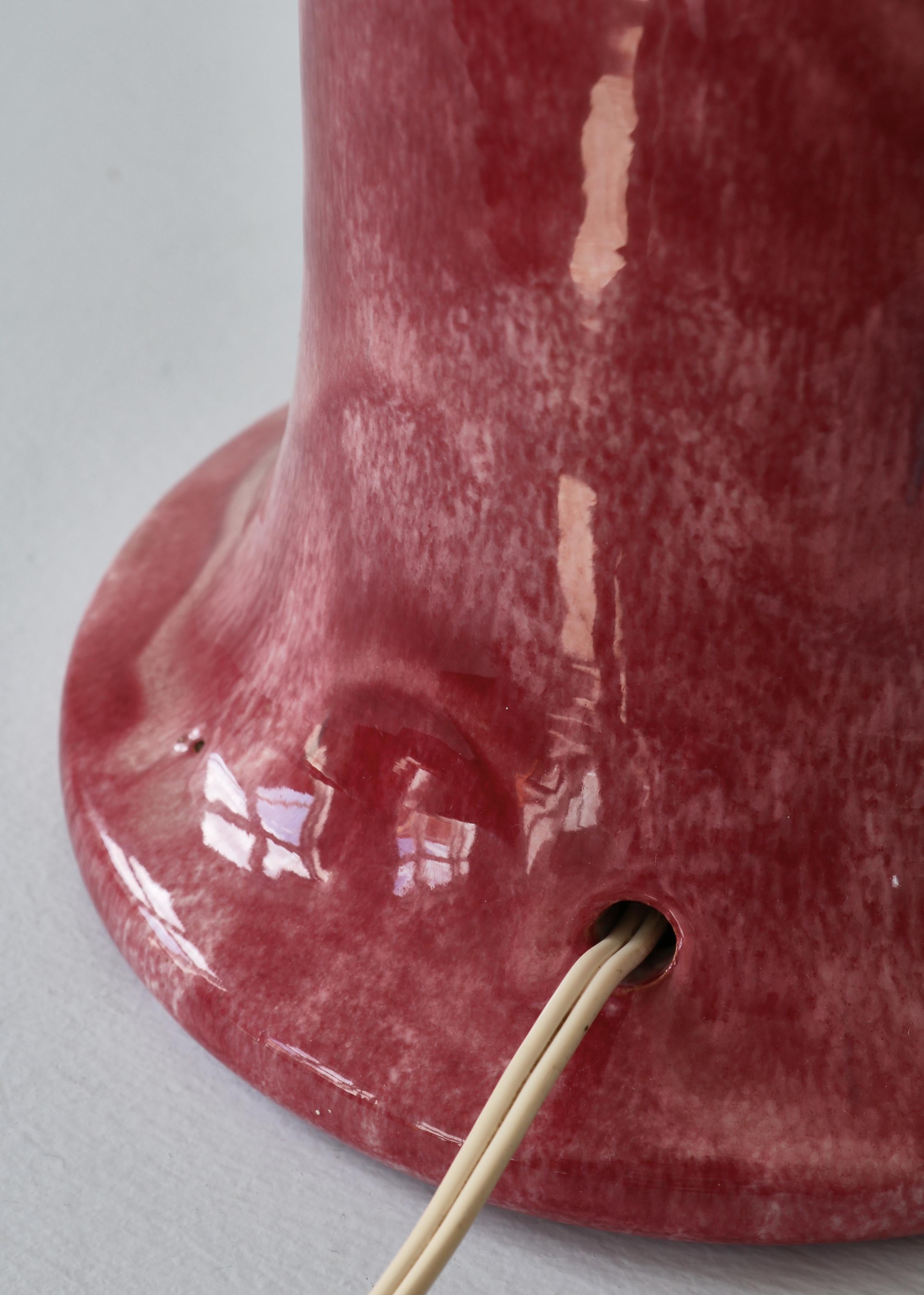Lampe de bureau en céramique unique à glaçure rose, 